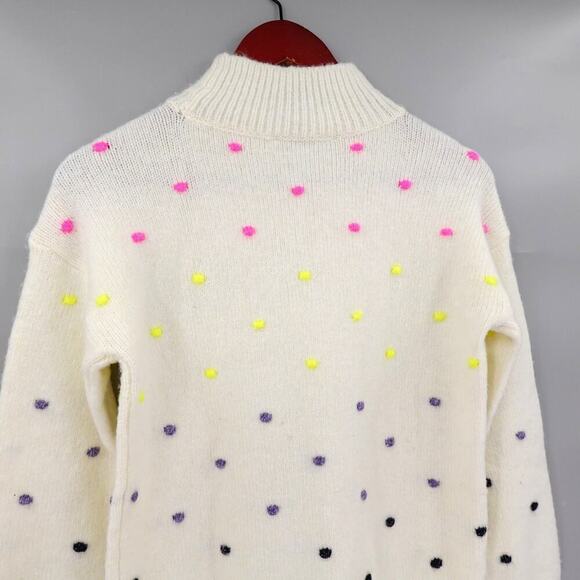 Loft Bobble Sweater Womens XXS Cream Gradient Polka Dot Knit Mock Neck 80s Retro - Picture 8 of 16